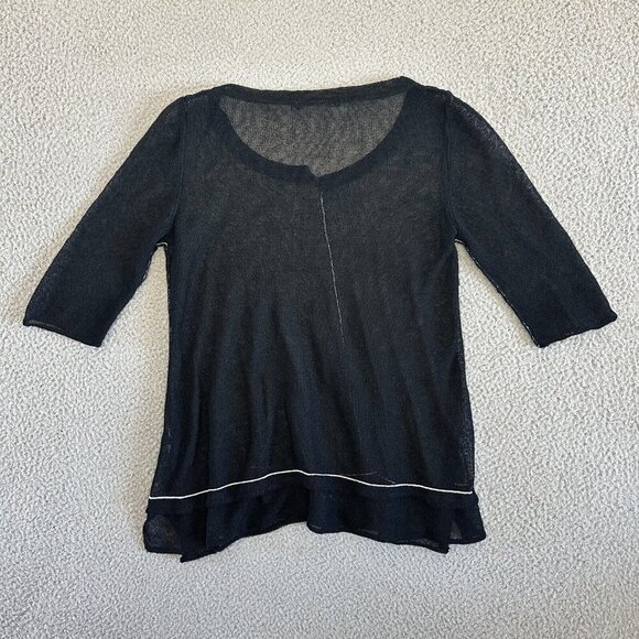 ELEMENTE CLEMENTE Black Wool Oversize Long Sleeve Tunic Top Knit Sheer - Picture 15 of 15